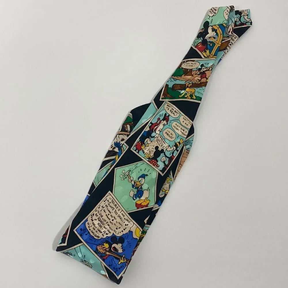 Mickey Inc Disney Donald Duck Comic Book Silk Black Multi Neck Tie